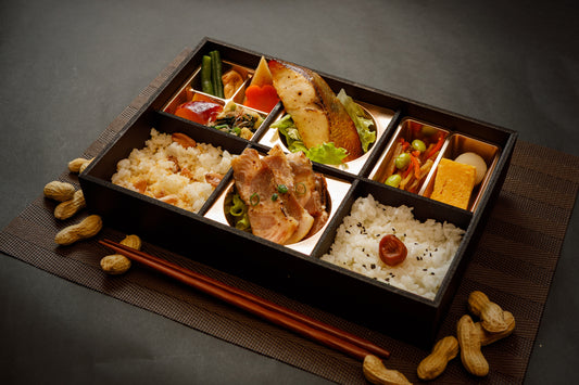 落花生ご飯、味噌漬け焼豚と銀ひらす西京焼き御膳